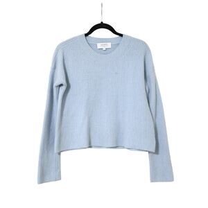 La Ligne Light Blue Soft Cashmere Ribbed Boxy Crop Knit Sweater S Coquette Fem